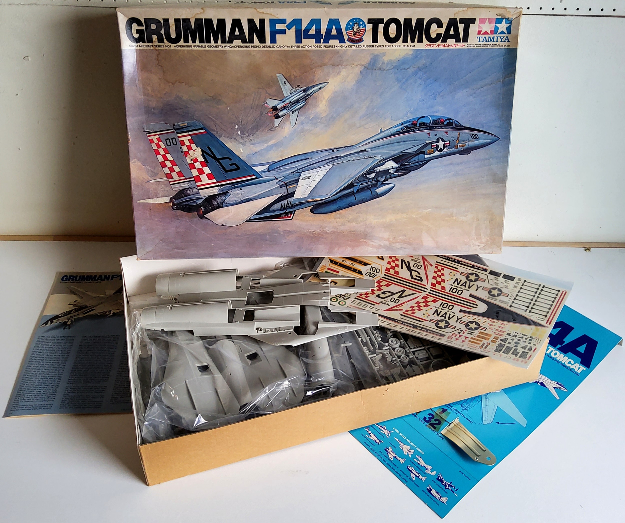 A Boxed Tamiya 1/32 Scale Gruman F14A Tomcat Aircraft Kit, (Bags have been opened but paperwork - Image 2 of 2
