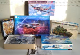 A boxed Tamiya 1/48 scale no 105 Avro Lancaster B Mk.I/III; 67 1/48 scale Bristol Beaufighter TF.