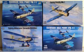Four Boxed Trumpeter Model Aircraft Kits, to include 02880 Fairey Albacore Torpedo Bomber, 05810