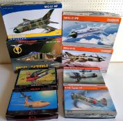 Eight boxed Eduard aircarft model kits; #8238 MiG-21R, #8236 MiG-21PF, #84125 MiG-21 MF, #11132