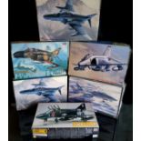 Six boxed Hasegawa 1/48 scale aircraft kits; 07211 F-4C/D Phantom II 'Egypt I' x2, F-4G Phantom