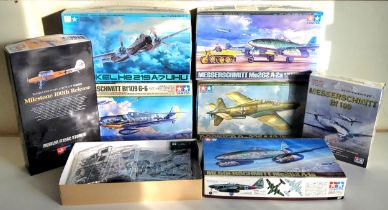 Six Boxed Tamiya 1/48th Scale German Luftwaffe Aircraft Kits; no87 Messerschmitt Me262 A-1a, 82