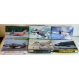 Six boxed 1/48 scale Hasegawa "Phantom" aircraft kits, 07208 F-4E Phantom II, 09376 F-4S Phantom II,