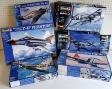Six boxed Revell aircraft model kits; #04785 F-4F Phantom II, #04588 British Phantom FGR Mk.2, #
