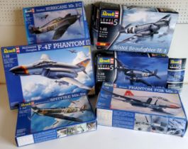 Six boxed Revell aircraft model kits; #04785 F-4F Phantom II, #04588 British Phantom FGR Mk.2, #