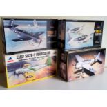 Four boxed Accurate Miniatures aircraft model kits; #480200 SB2U-1 Vindicator, #3404 TBM-3, #3403