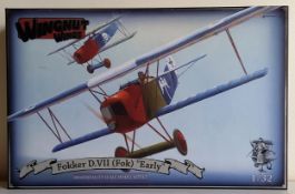 A boxed WINGNUT WINGS 1/32 Fokker D.VII (Fok) "Early", (bags appear sealed, stickers, paperwork