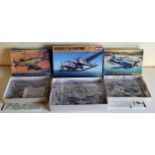 Three Boxed Tamiya Aircraft Kits, 123 1/48 scale Lockheed P-38J Lightning, 42 1/48 scale North