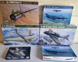 Six Hobby Boss USSR Aircraft Model Kits; #83201 IL-2 Sturmovik, #83203 IL-2M Ground Attack, #81759