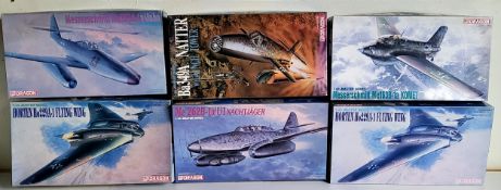 Six boxed Dragon Luftwaffe aircraft model kits; #5504 Me163B-1a, #5505 Ho229A-1 x2, #5516 Ba349A