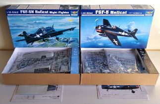 A Boxed Trumpeter 02259 1/32 scale F6F-5N Hellcat Night Fighter Aircraft Kit; a 02257 1/32 F6F-5