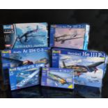 Six boxed Revell German Aircraft Model Kits; #04501 Arado AR 234, #04696 Heinkel He 111P-1, #03874