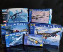 Six boxed Revell German Aircraft Model Kits; #04501 Arado AR 234, #04696 Heinkel He 111P-1, #03874
