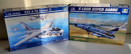 A boxed Trumpeter 1/32 Scale 02232 F-100D Super Sabre Aircraft Kit; A boxed Trumpeter 1/32 Scale