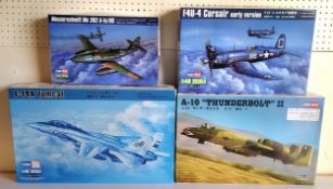 Four boxed Hobby Boss Aircraft Model Kits; #80366 F-14A Tomcat, #80323 A-10 Thunderbolt, #80386