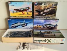 Five Boxed 1/48th Scale Tamiya German / Luftwaffe Aircraft Model Kits; no87 Messerschmitt Me262 A-