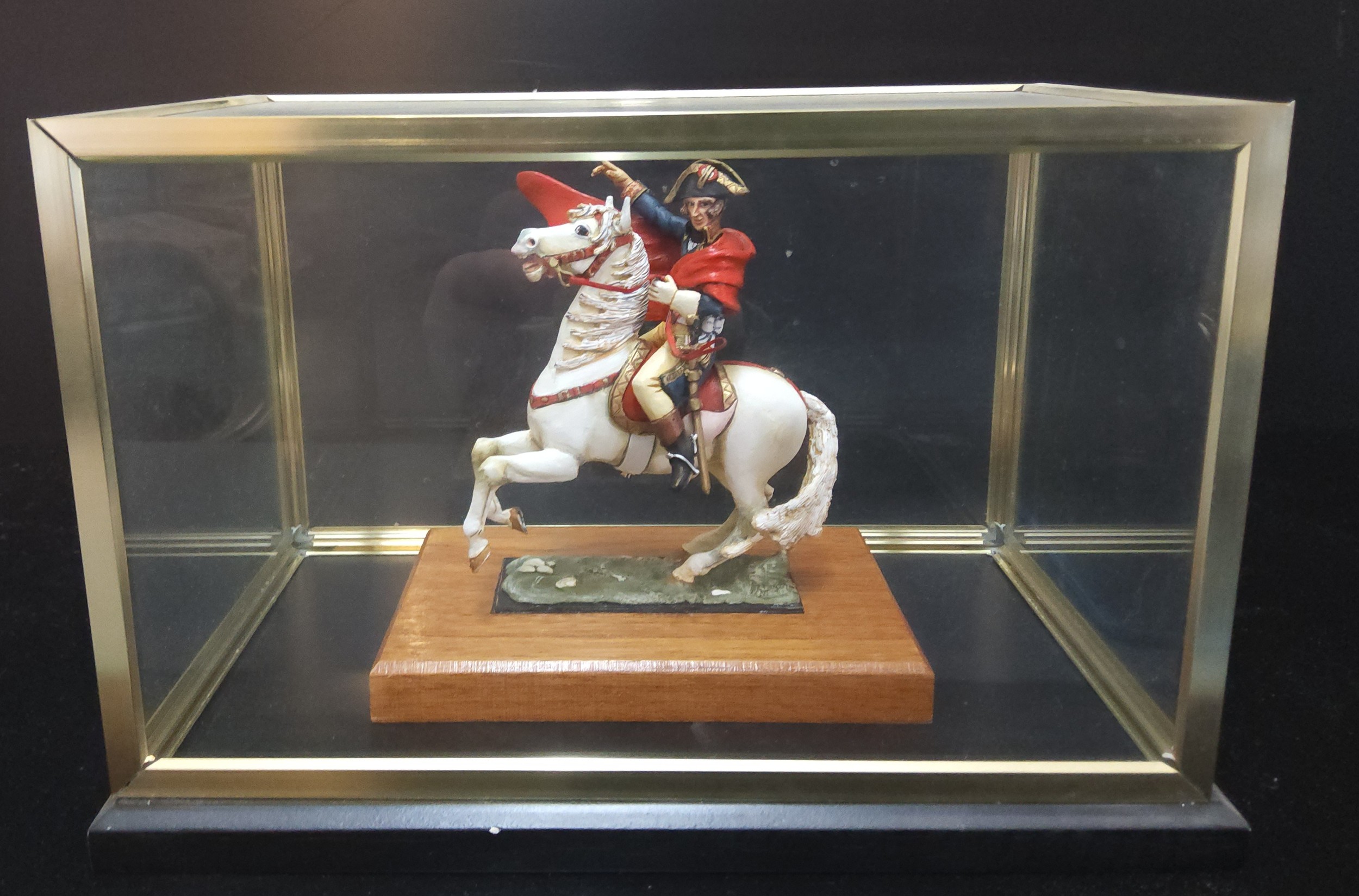 A handpainted  die-cast figure of Napoleon on horseback based on the painting by Jacques-Louis - Image 2 of 3