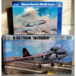 A boxed Trumpeter 1/32 Scale 02250 A-6E/Tram "Intruder"; A boxed Trumpeter 1/48 Scale 02803 Mig-