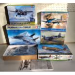 Five Boxed Tamiya USA Military Aircaft Kits; No 114 1/48 scale Gruman F-14A Tomcat, 46 Chance Vought