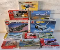 Eleven boxed Airfix aircraft model kits, #09178 Lightning, #09176 Tornado, #04035 Tornado, etc , (