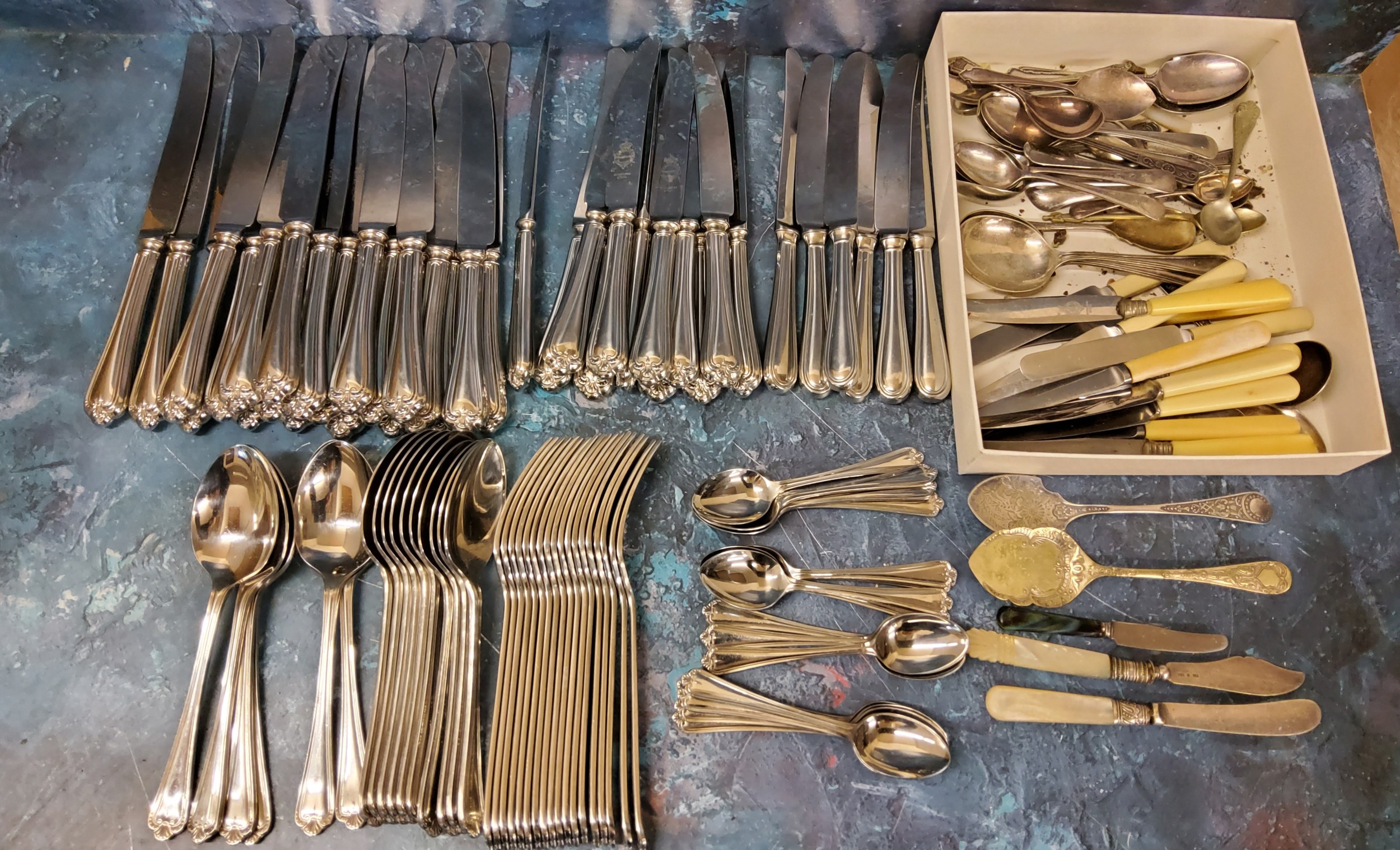 Flatware - Sheffield knives, forks, spoons;  etc