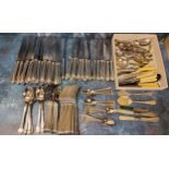 Flatware - Sheffield knives, forks, spoons;  etc