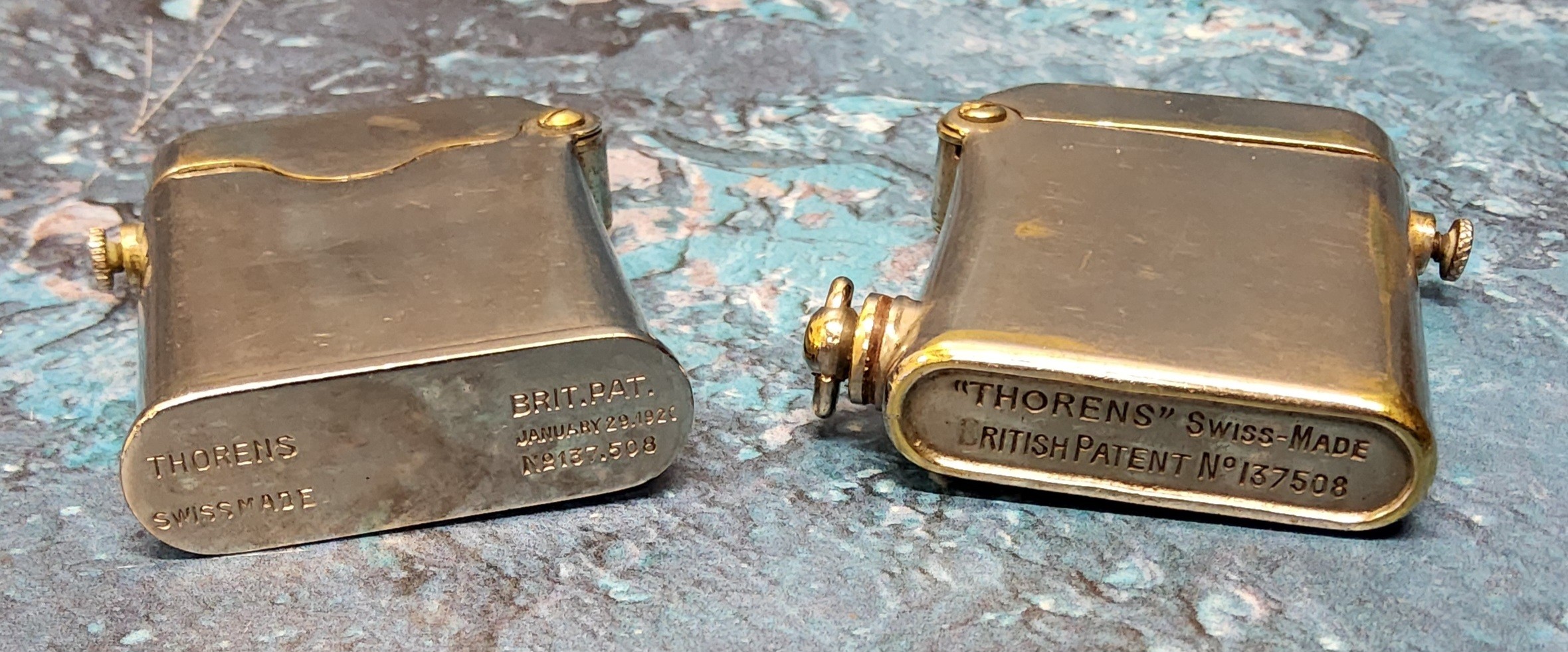 A Thorens Swiss made petrol lighter stamped Brit Pat. January 29, 1920 No137.508; another (2) - Image 3 of 3