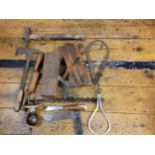 Wood Working Tools - planes, hammer, Rabone angle;  brass handle;  etc