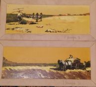 P**Harrington, 20th century, a pair, Harvest, signed, dated 72, oils, 17cm x 47cm, unframed