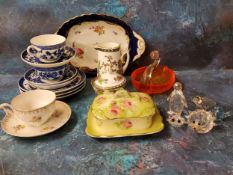 Swarovski  and other glass animals - hedgehog, frog, seal,etc;  Coalport cups, saucers;  Continental