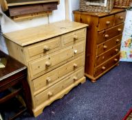 A modern pine chest, of two short and three long graduated drawers, 100cm high, 80cm;   another,