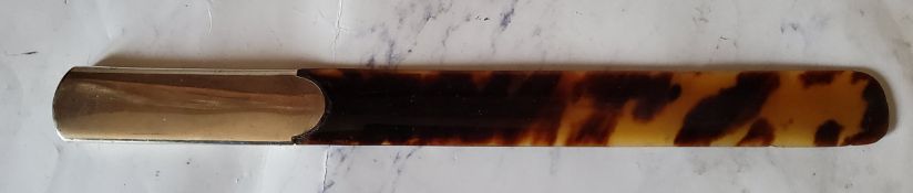 A Victorian silver and tortoiseshell page turner, 27cm long, London 1865