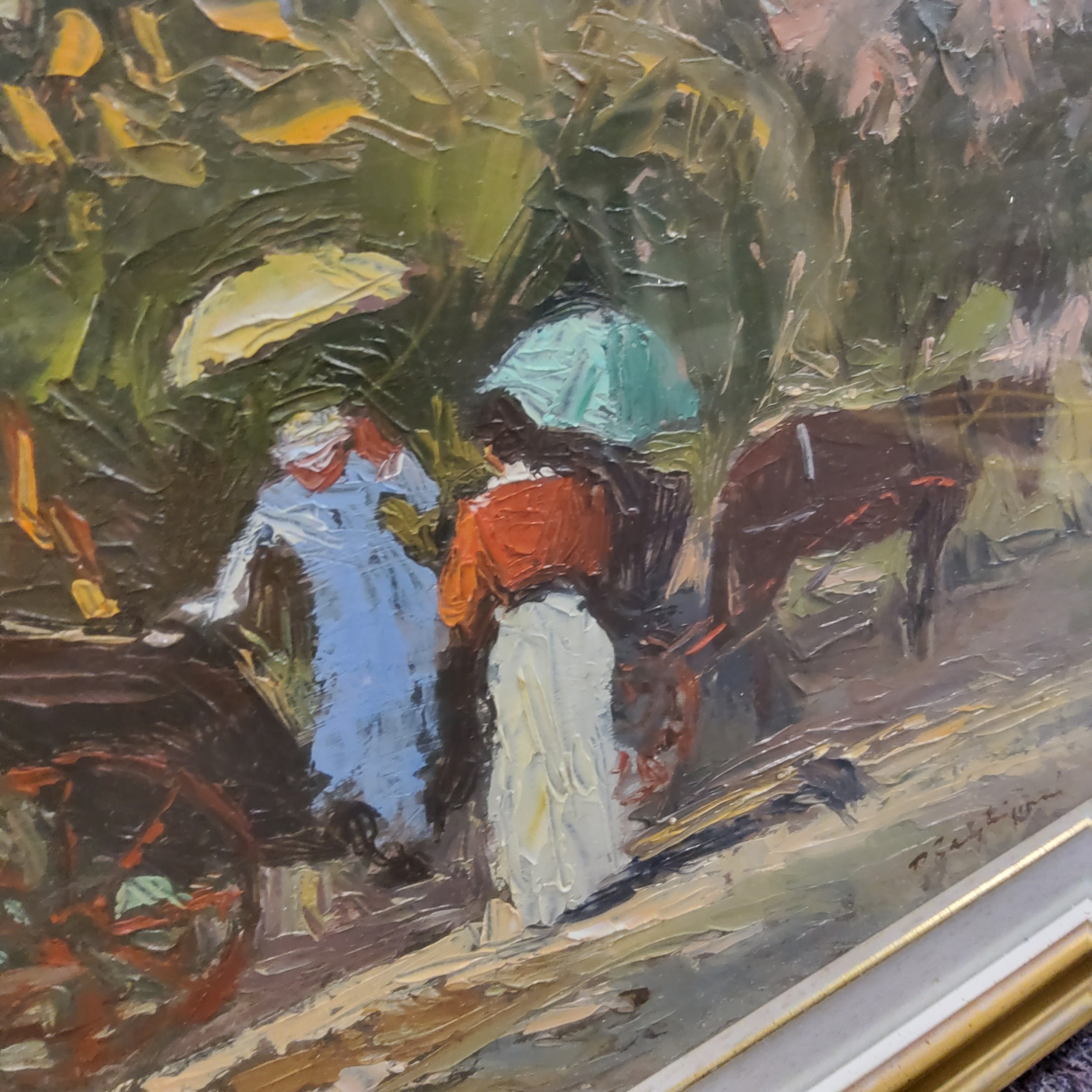 Impressionist School, 20th century, Figures Walking on a Beach, indistinctly signed, oil on board, - Image 5 of 5