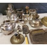 Plated Ware - a muffin dish;  tea service;  mugs;  dressing table tray;  flatware;  etc