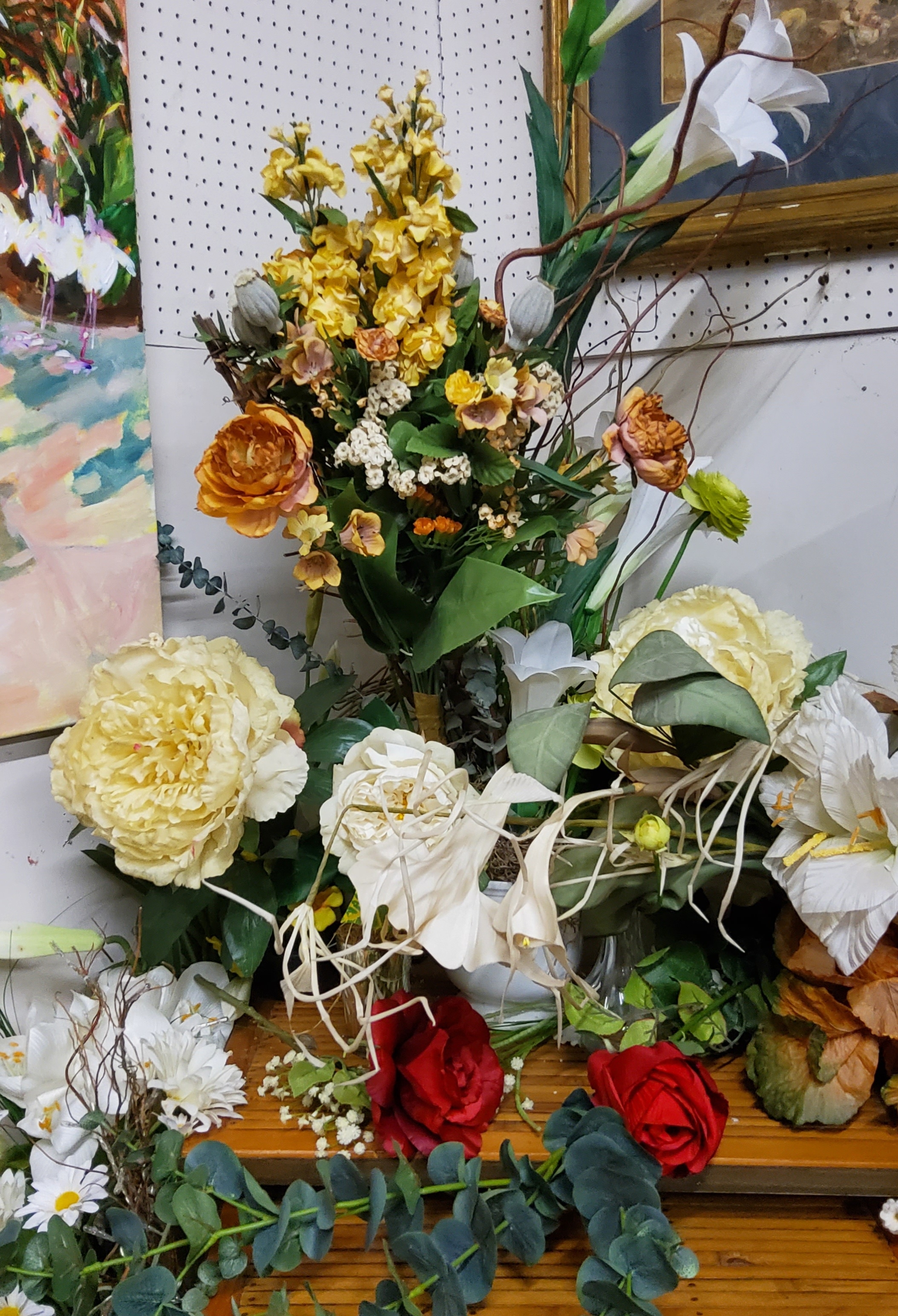 Image shows part of the lot - various high quality artificial flowers