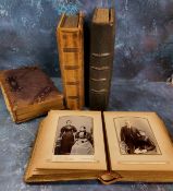 A Victorian leather bound photograph album, c.1880;   others (4)