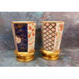 A pair of Mason Ironstone hexagonal vases, decorated with alternating panels, of stylised flowers