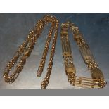 A vintage 9ct gold fancy link bracelet; a 9ct gold figaro belcher necklace (faults), total weight