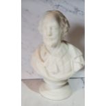 A Parian bust, William Shakespeare, turned socle base, 20.5cm high