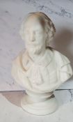 A Parian bust, William Shakespeare, turned socle base, 20.5cm high
