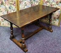 A good quality Titchmarsh & Goodwin type occasional table with refectory stretcher 92cm wide x