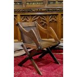 An unusual oak 'Bishop's Chair', used in Dore Church since the early 20th century Important