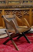 An unusual oak 'Bishop's Chair', used in Dore Church since the early 20th century Important