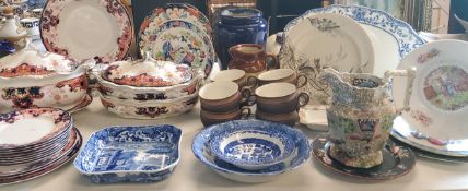 Ceramics - Spode Italian pattern shaped square dish;  other blue and white;  Denby mugs;  Booths