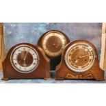 An Art Deco Smiths oak mantel clock, twin winding holes, c.1930;  others (3)