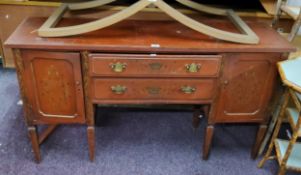 A 19th century Continental low sideboard, painted in ochre picked out in gilt c.1880 (in need of