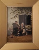**De Koenische, 19th century, Old Friends, signed, oil on canvas, 37cm x 25cm