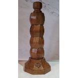 Don Craven, Foxman of Yorkshire - a set of four oak octagonal napkin rings and stand, adzed overall,