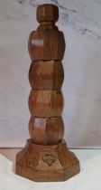 Don Craven, Foxman of Yorkshire - a set of four oak octagonal napkin rings and stand, adzed overall,
