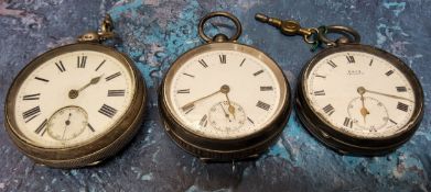 A Victorian silver open faced pocket watch, English Lever Reversing Pinion movement, engraved